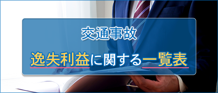 交通事故の逸失利益に関する一覧表