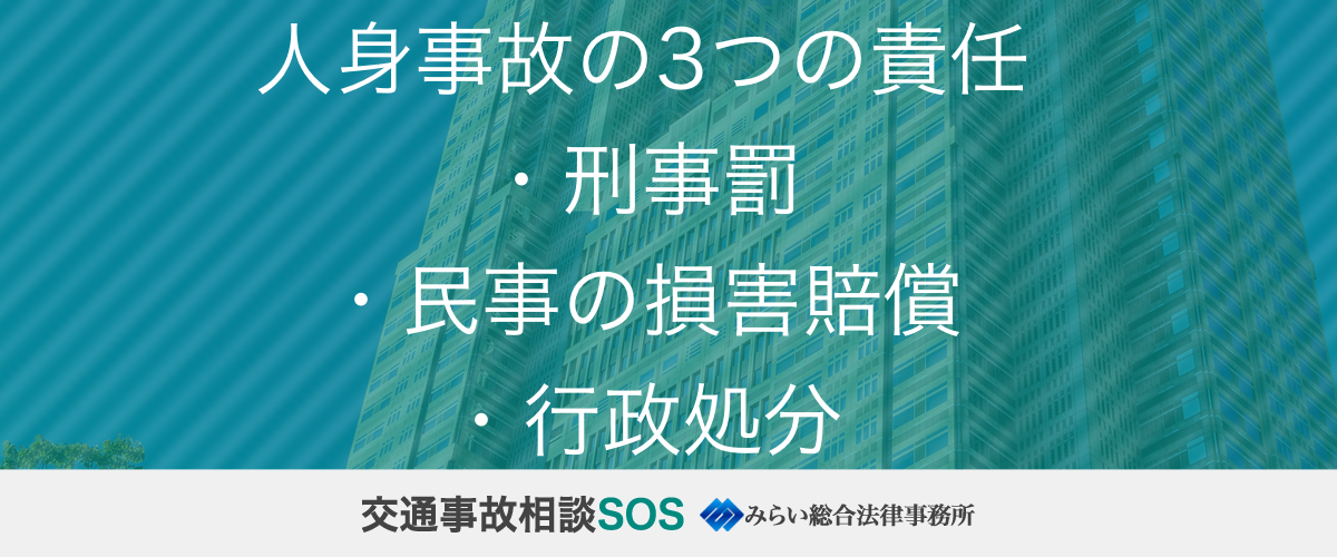 人身事故の3つの責任｜刑事・民事・行政上の付加点数と罰金処分の例